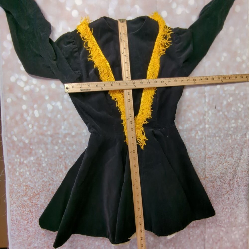 Vintage Handsewn Black Corduroy Goth Band / Drum Major Dress, Women's Small - Picture 6 of 8